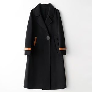 100% Wool Coat, British Trench Coat, Black